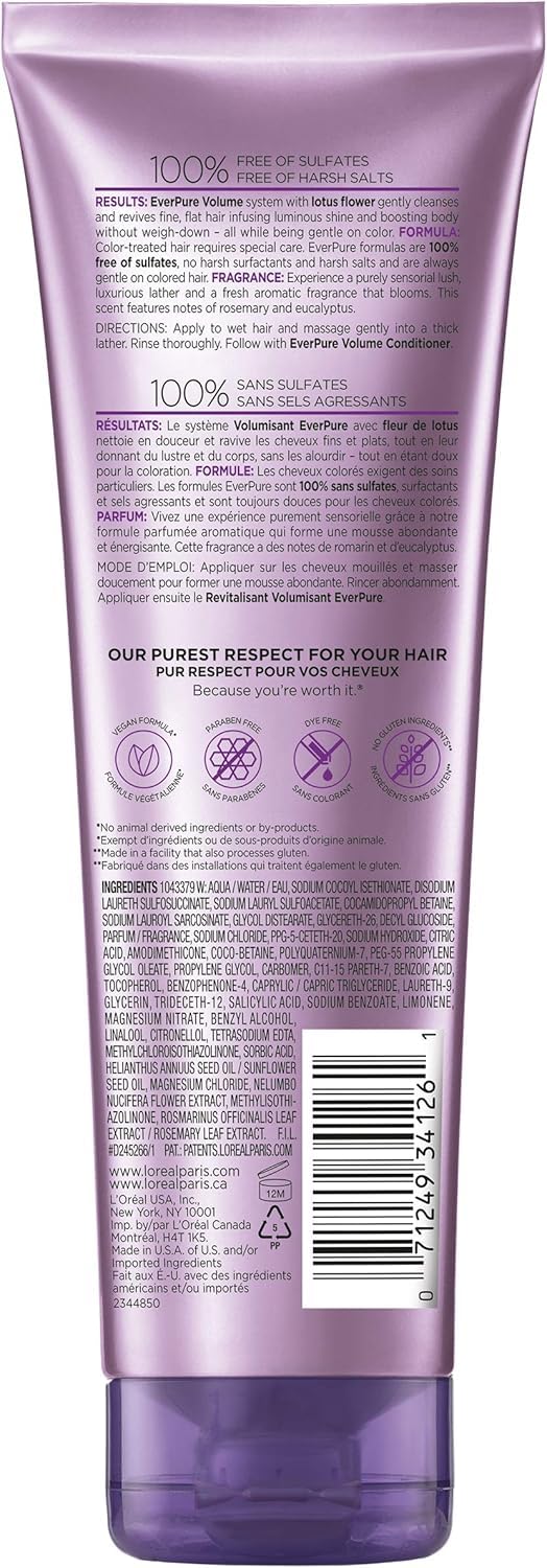 L’Oréal Paris Moisture Sulfate Free Shampoo, Hair Care for Color-Treated Hair with Rosemary Botanicals, EverPure, 8.5 Oz (Packaging May Vary) Beauty & Personal Care L'Oreal Paris