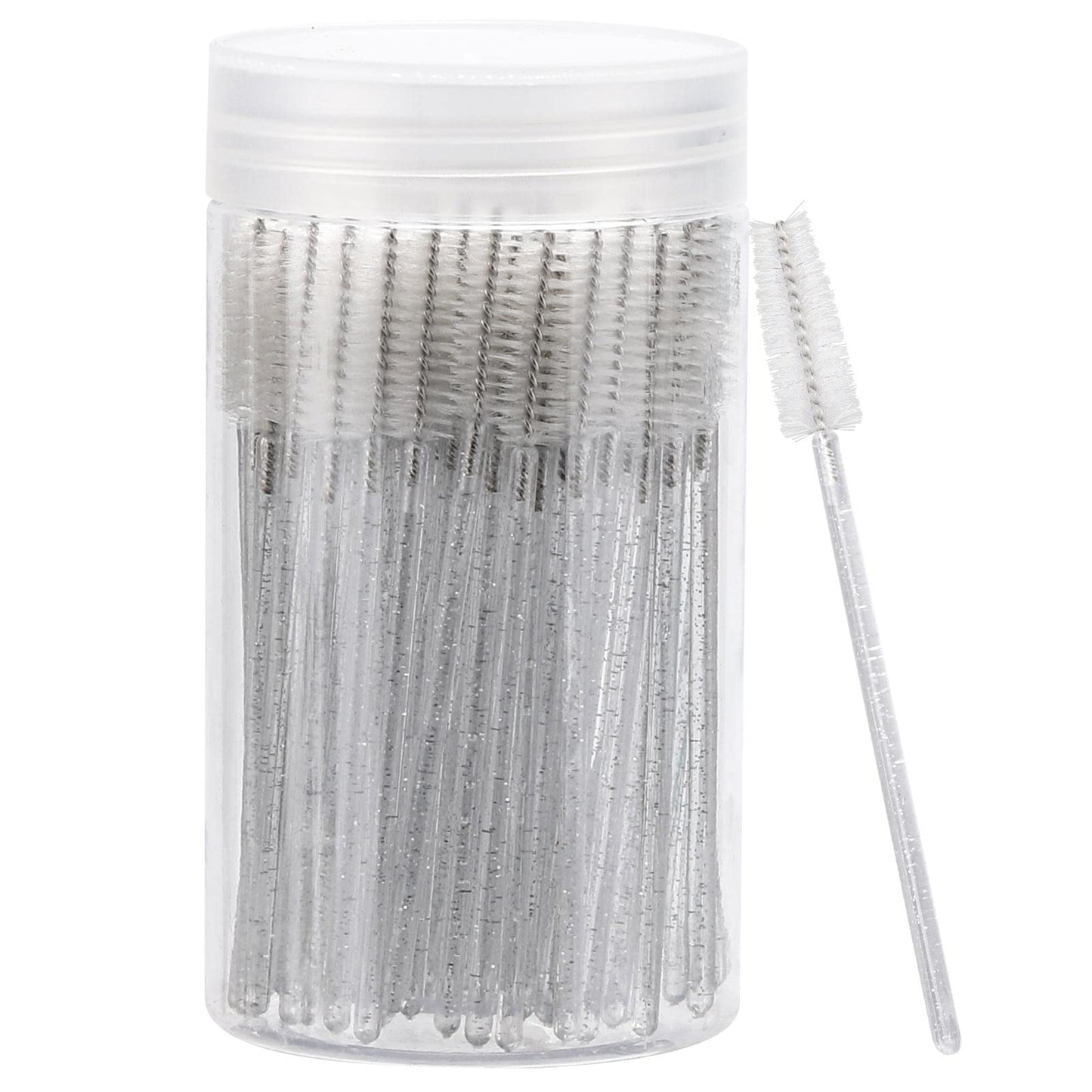 100 Pcs Disposable Mascara Wands, Crystal Eyebrow Spoolies Brush for Eyelash Extensions, Lash Brushes with Container (White) Beauty and Personal Care Tbestmax Default Title