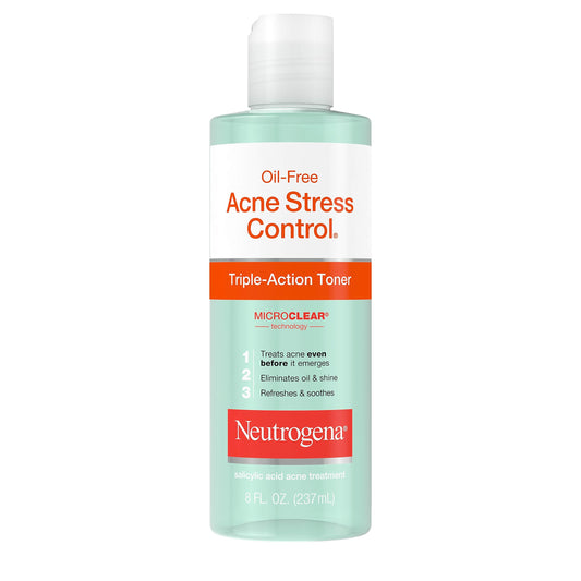Neutrogena Oil-Free Acne-Fighting Stress Control Triple-Action Facial Toner, Soothing and Refreshing Toner with Salicylic Acid Acne Medicine, Green Beauty & Personal Care Neutrogena