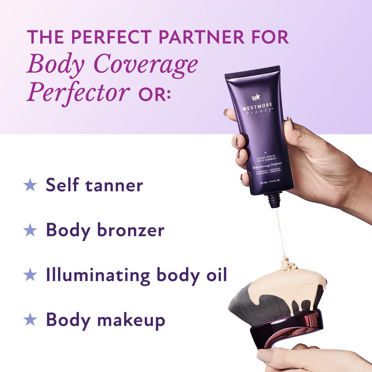 Westmore Beauty Blend & Blur XL Kabuki Leg & Body Makeup Brush - Purple