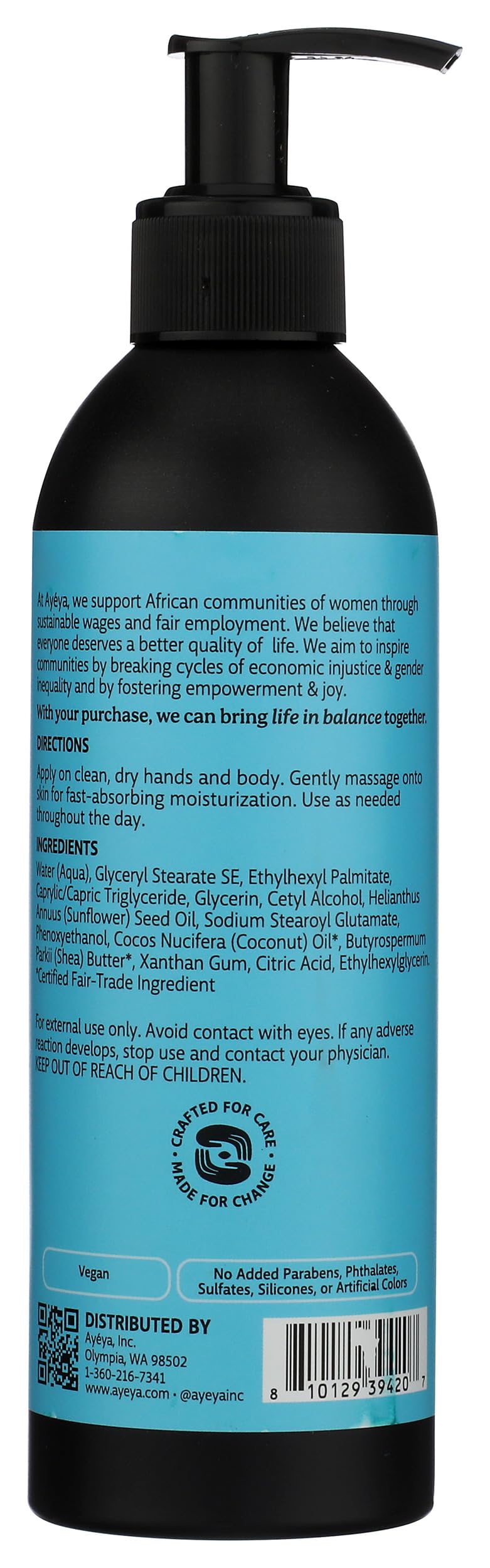 Ayeya Fragrance-Free Moisturizing Body Lotion - Gratitude - Vegan Body Moisturizer for Dry, Sensitive Skin - Unscented Daily Lotion with Shea Butter Beauty & Personal Care Ayeya