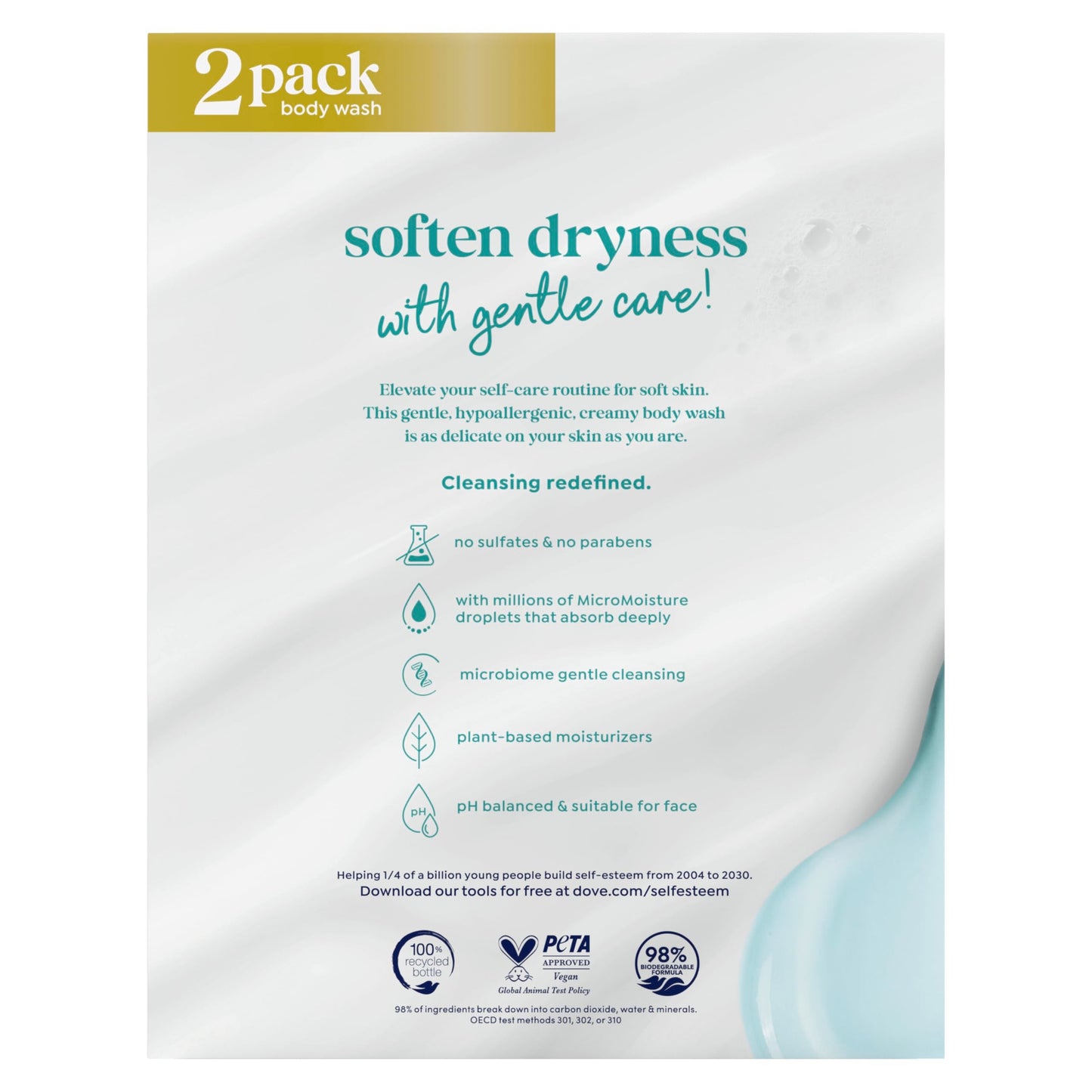 Dove Body Wash 2 Count Sensitive Skin Hypoallergenic and Sulfate Free Body Wash Effectively Washes Away Bacteria While Nourishing Your Skin 20 oz Beauty & Personal Care Dove