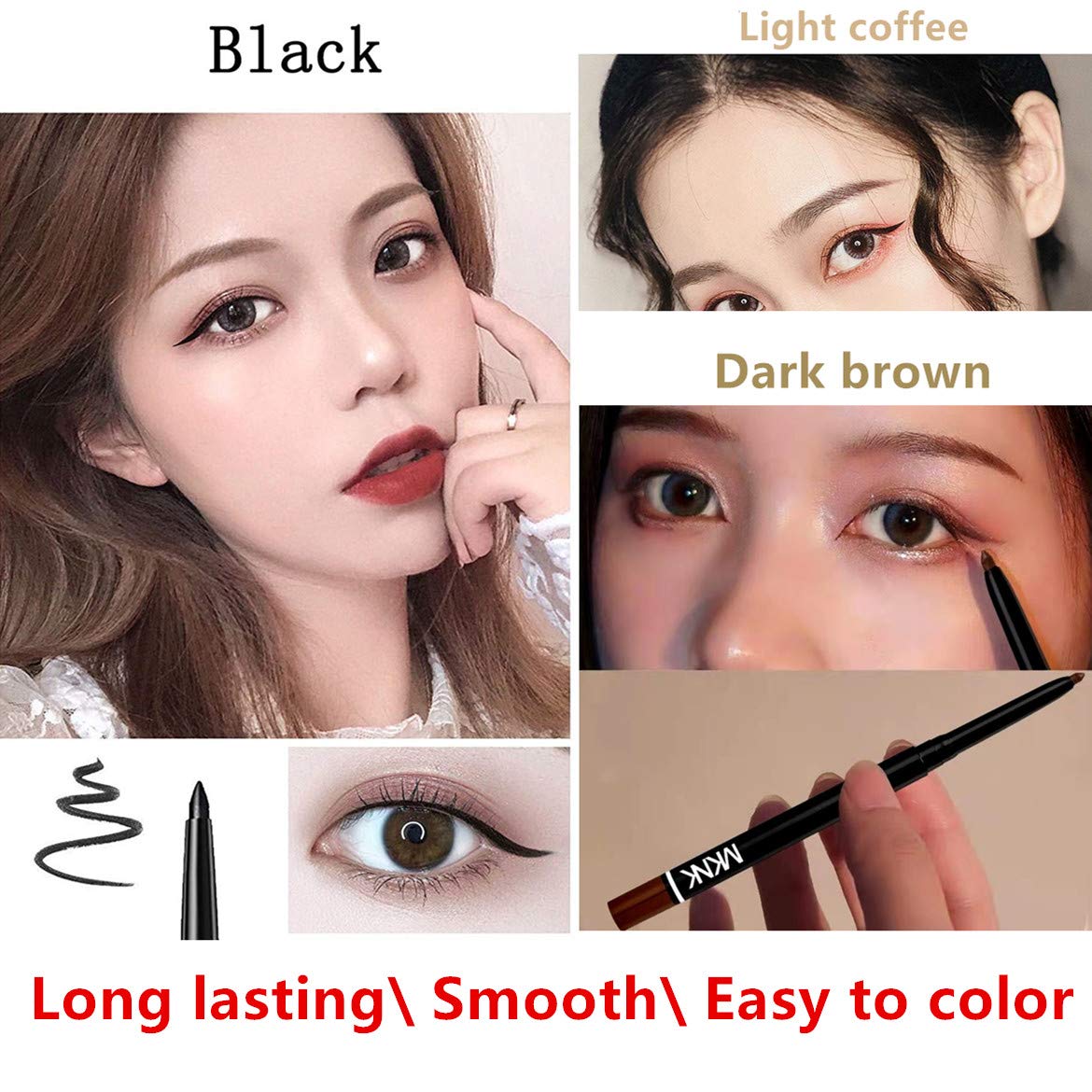 Go Ho Black,Light Brown,Dark Brown Eyeliner Pencils,6 Pack Gel Eye Liner Makeup Pencil,High Pigment Smooth Eyeliner Stick,Soft Easy to Color Eye Liner Beauty & Personal Care Go Ho