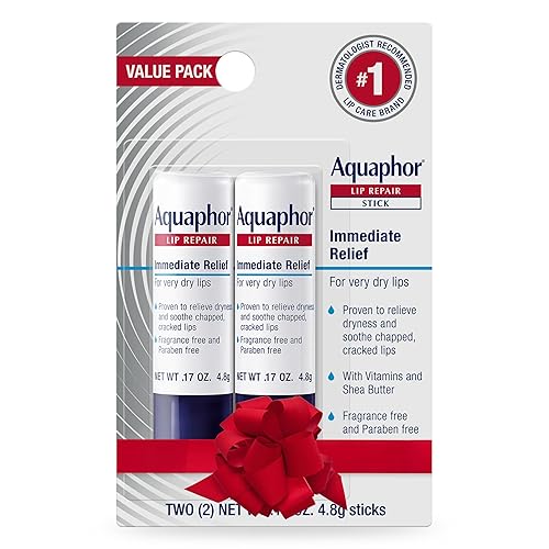 Aquaphor Lip Repair Stick, Moisturizing Lip Balm Pack, Relieves Dryness, Holiday Gifts for Self Care, 0.17 Oz Stick, Pack of 2 Beauty & Personal Care Aquaphor