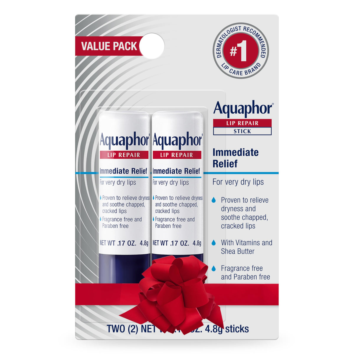 Aquaphor Lip Repair Stick, Moisturizing Lip Balm Pack, Relieves Dryness, Holiday Gifts for Self Care, 0.17 Oz Stick, Pack of 2 Beauty & Personal Care Aquaphor