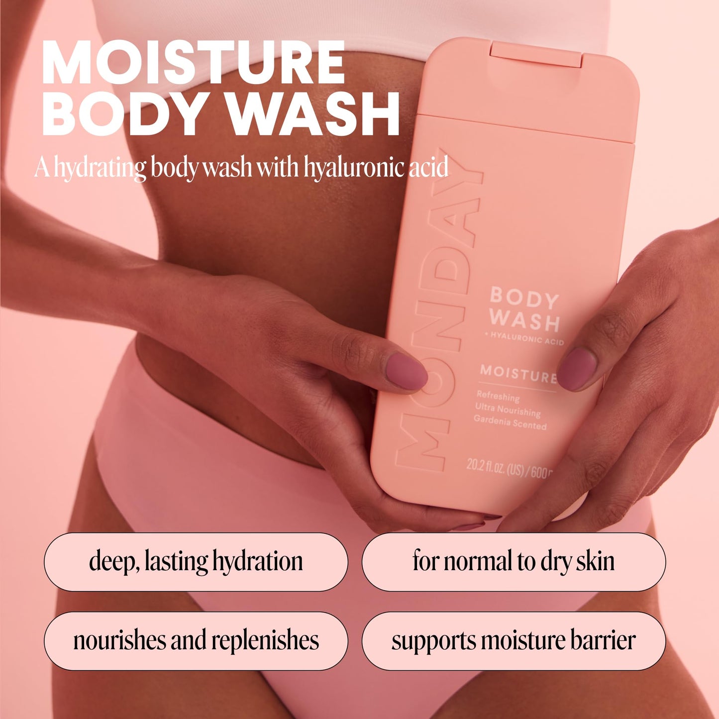 MONDAY HAIRCARE MOISTURE Body Wash with Hyaluronic Acid, Shea Butter, Coconut Oil & Grapefruit Extract for Normal to Dry Skin 600 mL (Dual Pack) Beauty & Personal Care MONDAY HAIRCARE
