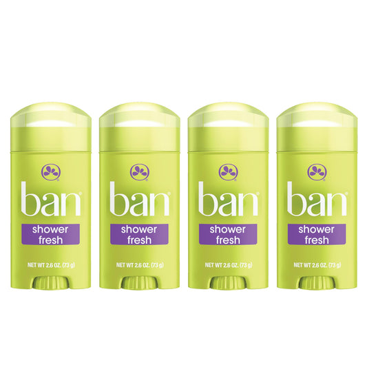 Ban Invisible Solid Antiperspirant Deodorant for Women and Men, 24-Hour Underarm Odor & Sweat Protection, Shower Fresh, 2.6 Oz, Pack of 4 Beauty & Personal Care Ban