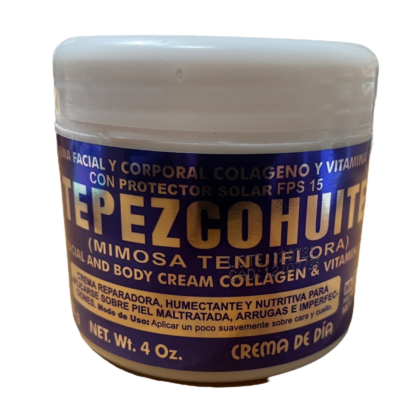 Del Indio Papago TEPEZCOHUITE 120g SKIN CREAM COLLAGEN & VITAMIN E SUNSCREEN SPF-15 White Beauty & Personal Care Indio Papago