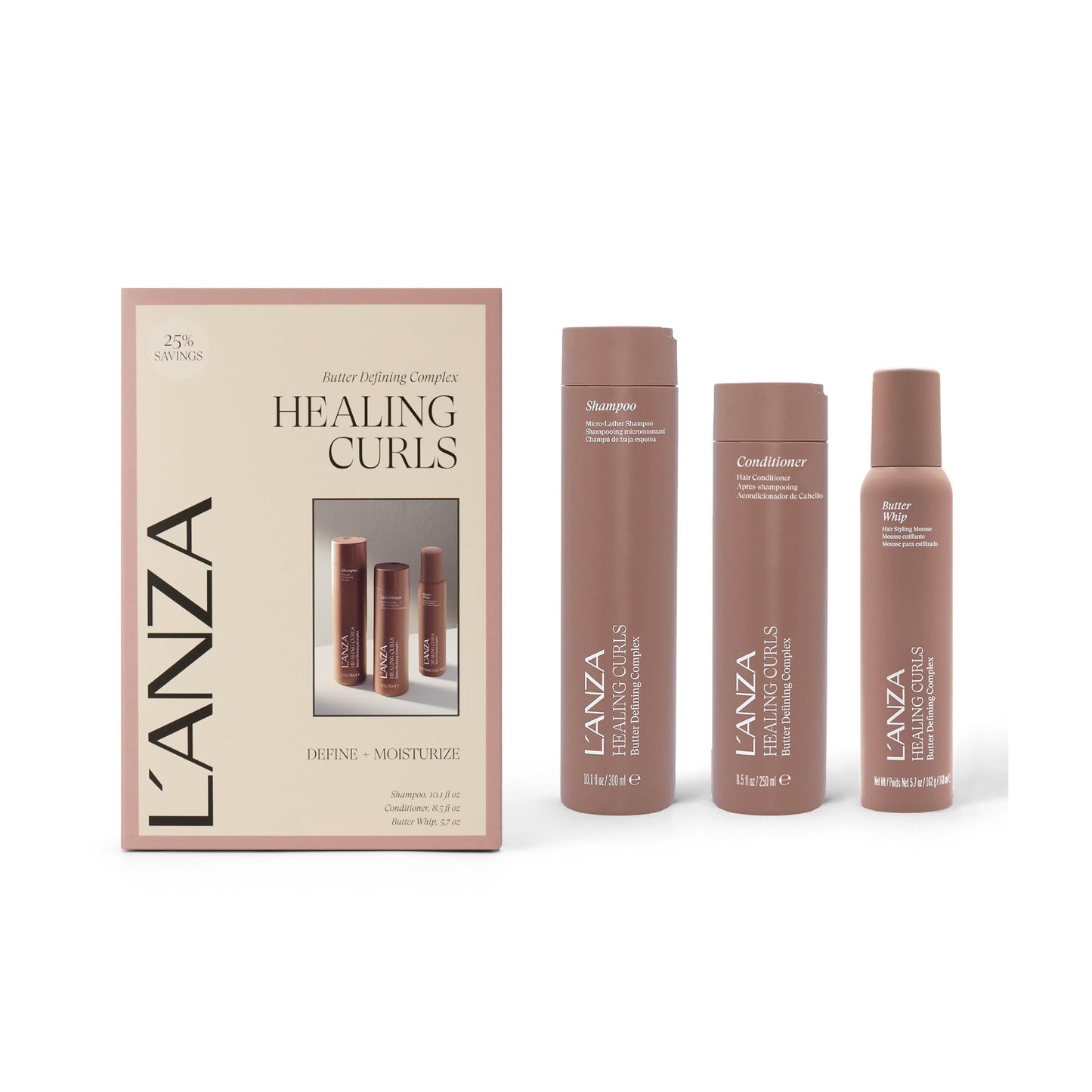 L'ANZA Healing Curls Butter Whip Hair Styling Mousse, Curly Shampoo & Conditioner Set, Detangles & Defines Curls, Texture Control, Deep Hydration Beauty & Personal Care L’ANZA