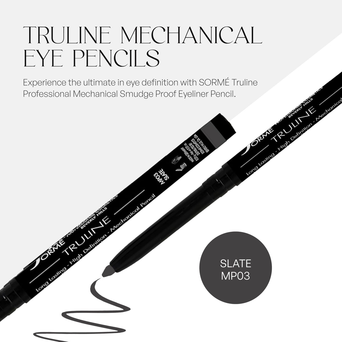 SORMÉ Truline Professional Mechanical Smudge Proof Eyeliner Pencil - Vitamin E Waterproof Gel Formula with Finest Color Pigment & Ultra Creamy Beauty & Personal Care SORMÉ