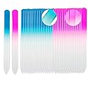 SIUSIO 40 Pack Professional Czech Crystal Glass Nail Files for Natural Nails Double Sided Etched Surface Files Gradient Rainbow Color for Acrylic Nail Beauty & Personal Care SIUSIO