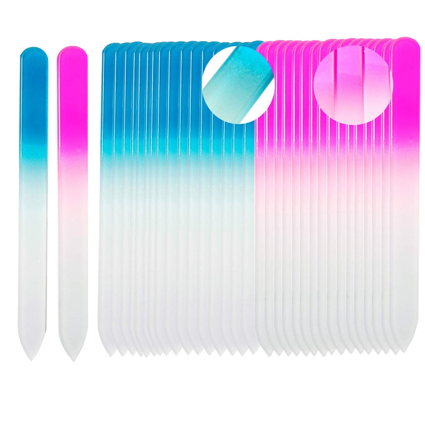 SIUSIO 40 Pack Professional Czech Crystal Glass Nail Files for Natural Nails Double Sided Etched Surface Files Gradient Rainbow Color for Acrylic Nail Beauty & Personal Care SIUSIO
