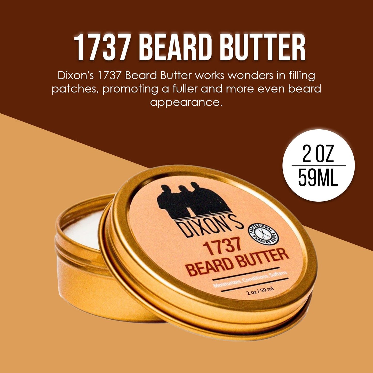 Dixon's 1737 Beard Butter, Beard Care with Moisturizing Balm, Patches Filling Dry Beard Solution, Paraben, Sulfate, and Petroleum-Free for Natural Beauty and Personal Care Dixon's 1737
