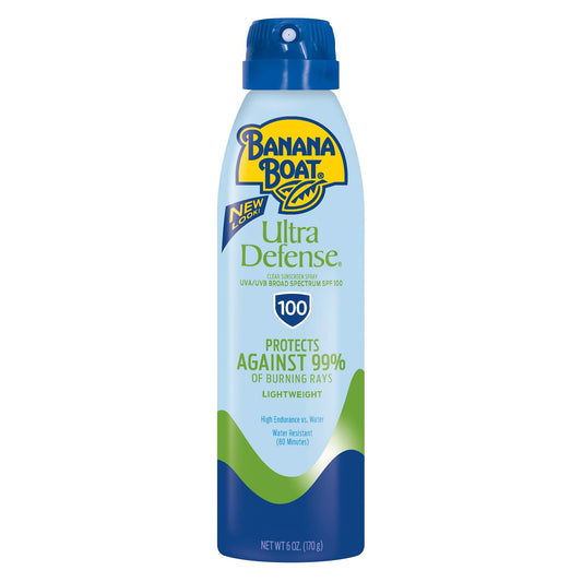 Banana Boat Ultra Defense Clear Sunscreen Spray SPF 100, 6oz | Lightweight Sunscreen, Banana Boat SPF 100, Water Resistant, 6oz Beauty & Personal Care Banana Boat