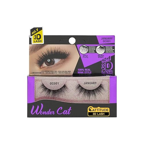 EBIN NEW YORK Cattitude 3D Lash Wonder Cat -January 3D Faux Mink Lash Enviable Volume Lightweight Comfortable Wear Double Layered Wispy Lash Fullness Beauty & Personal Care EBIN NEW YORK