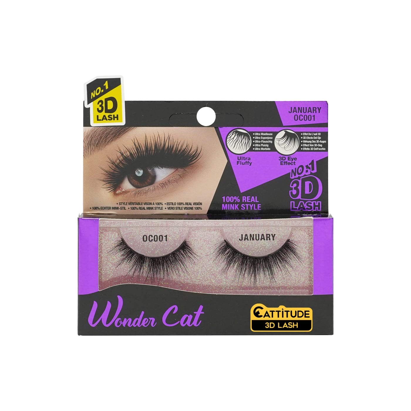 EBIN NEW YORK Cattitude 3D Lash Wonder Cat -January 3D Faux Mink Lash Enviable Volume Lightweight Comfortable Wear Double Layered Wispy Lash Fullness Beauty & Personal Care EBIN NEW YORK