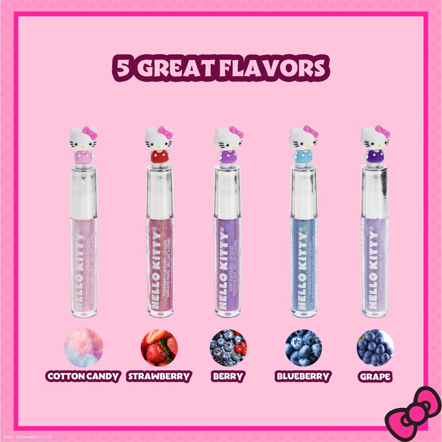 Hello Kitty 5 Pc Plant Based, Moisturizing Lip Gloss Makeup Set for Girls Kids Toddlers, Perfect for Parties Sleepovers Makeovers Birthday Gift for Beauty & Personal Care Townley Girl