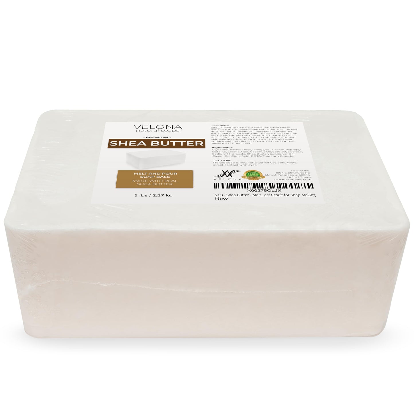 velona 5 LB - Shea Butter - Melt and Pour Soap Base SLS/SLES free | Natural Bars for The Best Result for Soap-Making Beauty & Personal Care velona