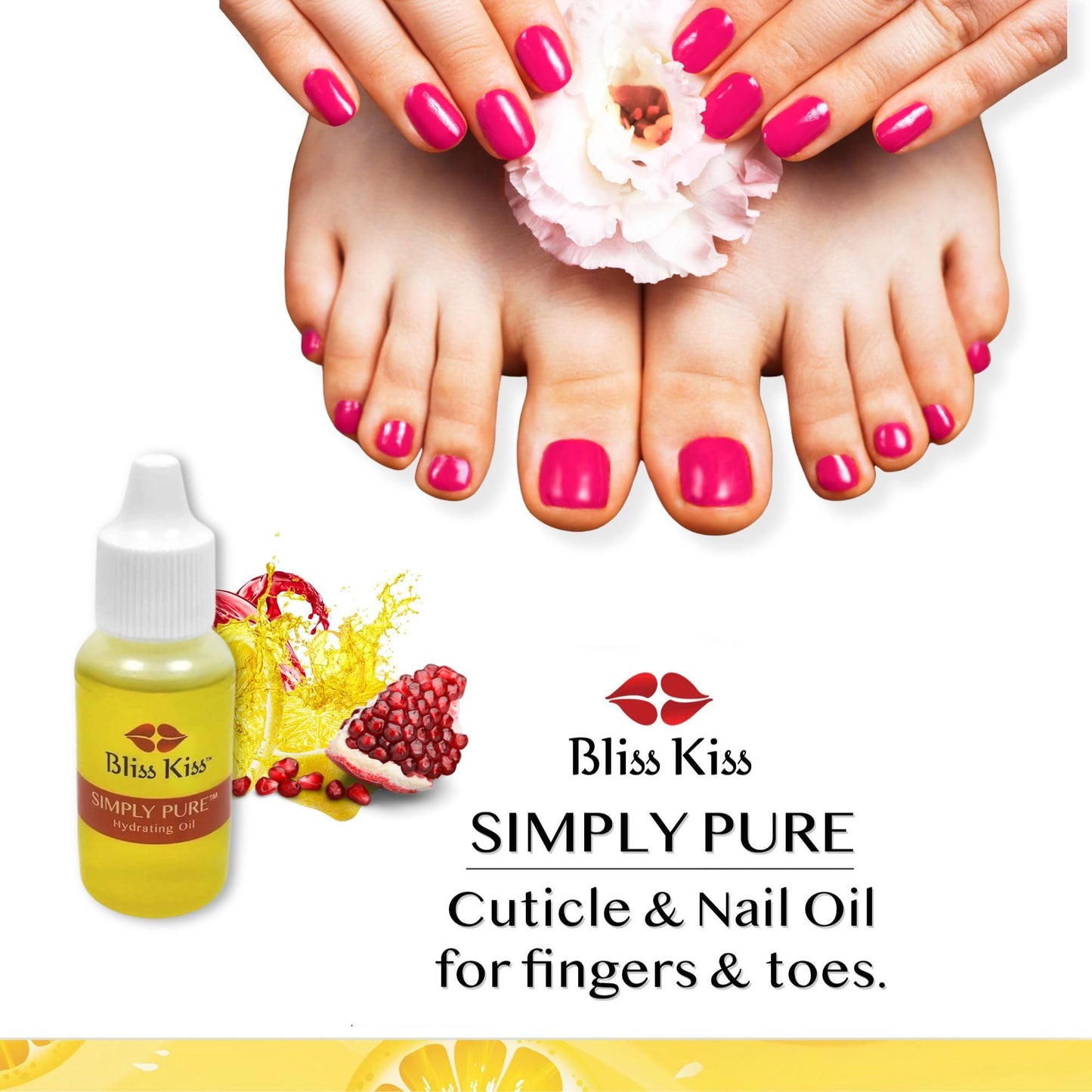 Bliss Kiss | Crisp Fragrance | Nail Oil Cuticle Dropper w/Vitamin E & Jojoba?Nail Strengthener Nail Growth Serum for Brittle Peeling Breaking Thin Beauty & Personal Care Bliss Kiss