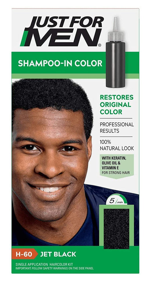 Shampoo-In Hair Color Jet Black - H-60 by Just For Men for Men - 1 Application Hair Color Beauty & Personal Care Just for Men