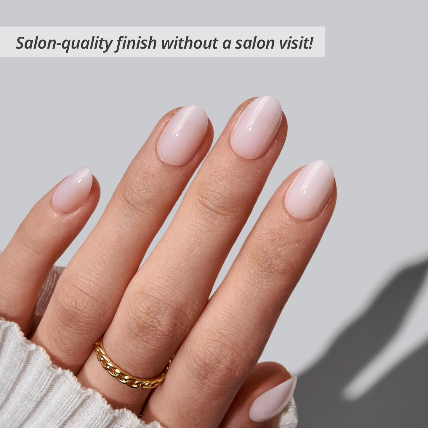 BTArtbox Press On Nails Almond - Power Calm, Lamp-Curable 4-Week Wear Nude Pink Extra Short Press On Nails with Glue and Adhesive Tabs, Easy-to-Apply Beauty and Personal Care BTArtbox
