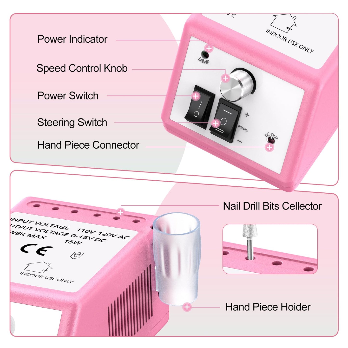 Jiasheng Electric Nail Drill, 30000rpm Professional Nail Drill Machine, Compact Electrical Nail File Kit for Acrylic Gel Nails Efile Drill Beauty & Personal Care JIASHENG