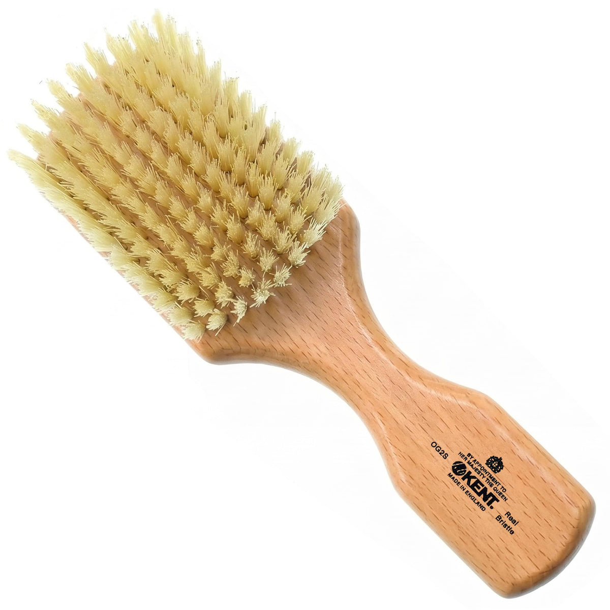 Kent OG2S Beechwood Soft Bristle Hair and Facial Brush for Beard Care - Exfoliating Soft White Natural Boar Bristle Brushs for Mens Grooming, Hair