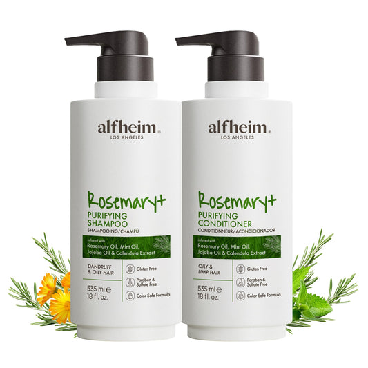 ALFHEIM Rosemary+ Purifying Shampoo & Conditioner Set - Balancing Care for Oily & Fine Hair with Rosemary, Peppermint & Jojoba Oils - Deep Cleanse Beauty & Personal Care ALFHEIM
