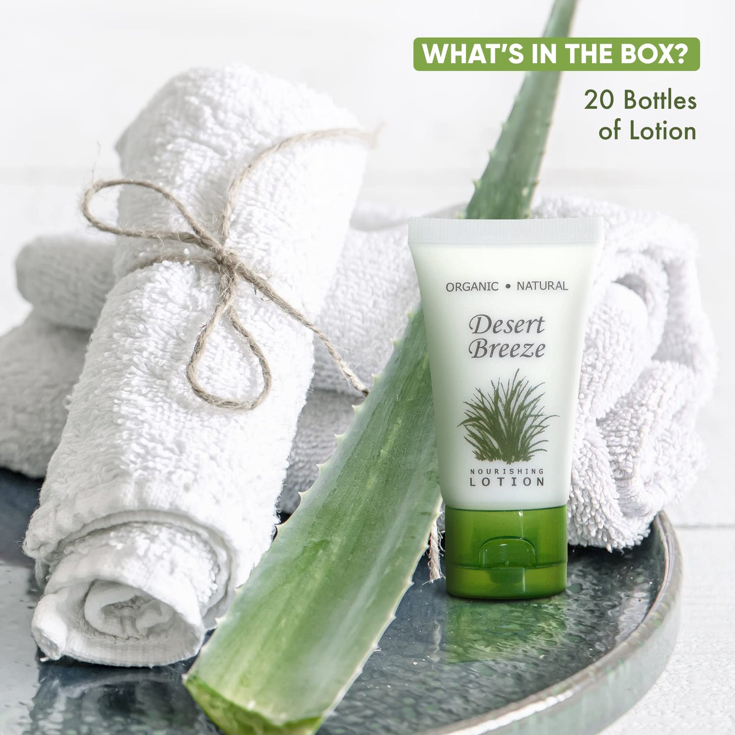 Travel Size Hotel Lotion 20 Count 1 oz Bottles Guest Amenities for Vacation Rentals and Short Term Rentals Paraben Free Green Tea & Lemongrass Scent Beauty & Personal Care Desert Breeze