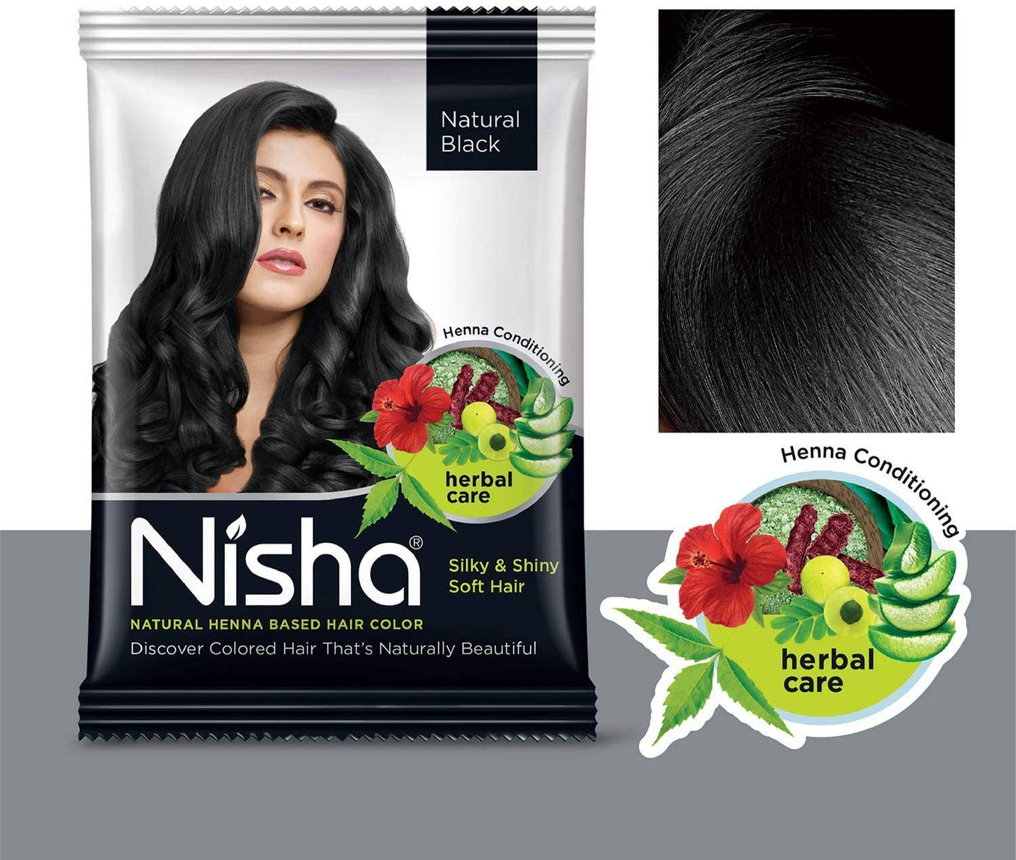 Nisha Natural Henna Based Hair Color (Natural Black) 10GM Pack of 10 Beauty & Personal Care Nisha