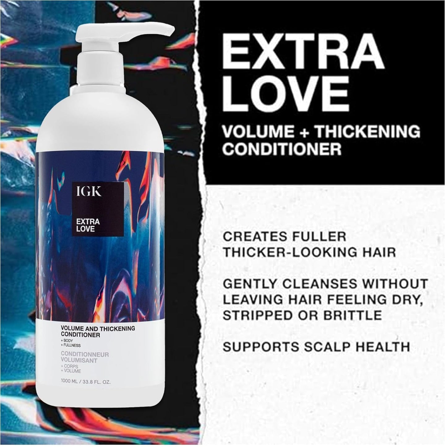 IGK EXTRA LOVE Volume & Thickening Shampoo & Conditioner Set | Volume + Scalp Balance + Oil Balance | Vegan + Cruelty-Free | 33.8 oz (Pack of 2) Beauty & Personal Care IGK