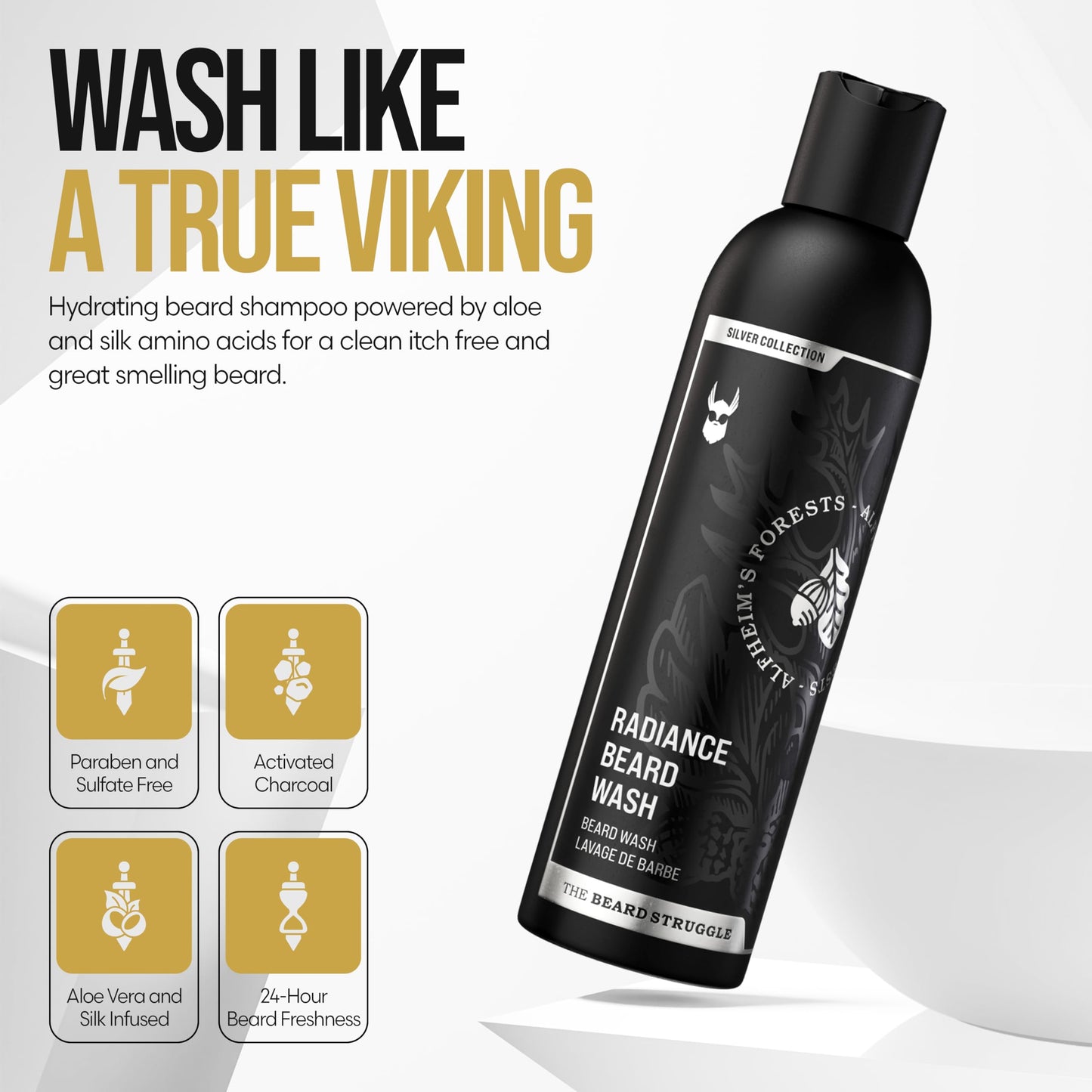 The Beard Struggle Radiance Beard Wash - Silver Collection, Alfheim’s Forests - Deep Clean & Hydrated Care - Beard Cleanser for Men (8 fl oz) Beauty and Personal Care The Beard Struggle