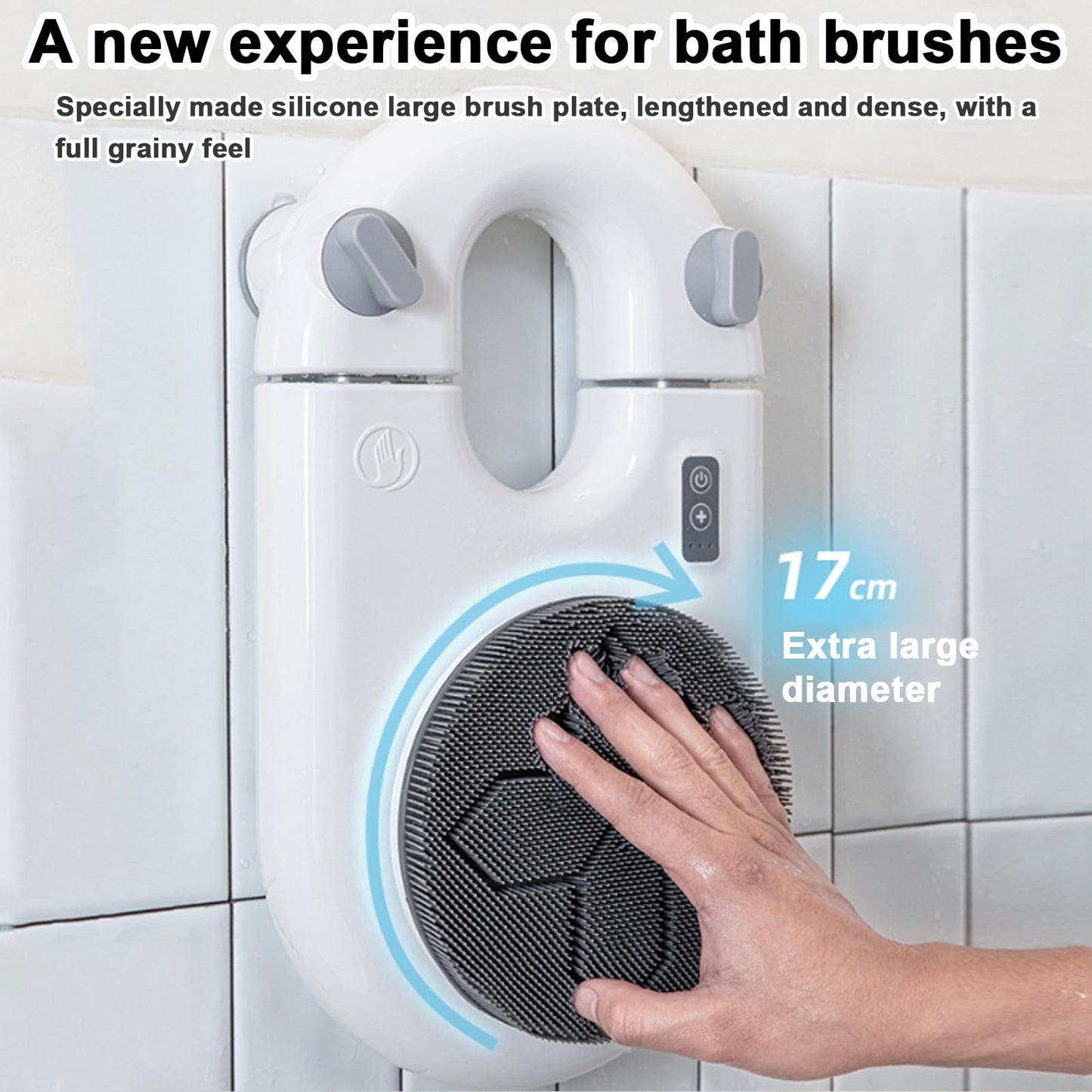 RENJJPBO Wall Mounted Electric Back Scrubber, Shower Back Scrubber 360° Automatic Rota-Tion, 2-Speed Adjustment, Electric Back Exfoliating Bath Wash Beauty and Personal Care RENJJPBO
