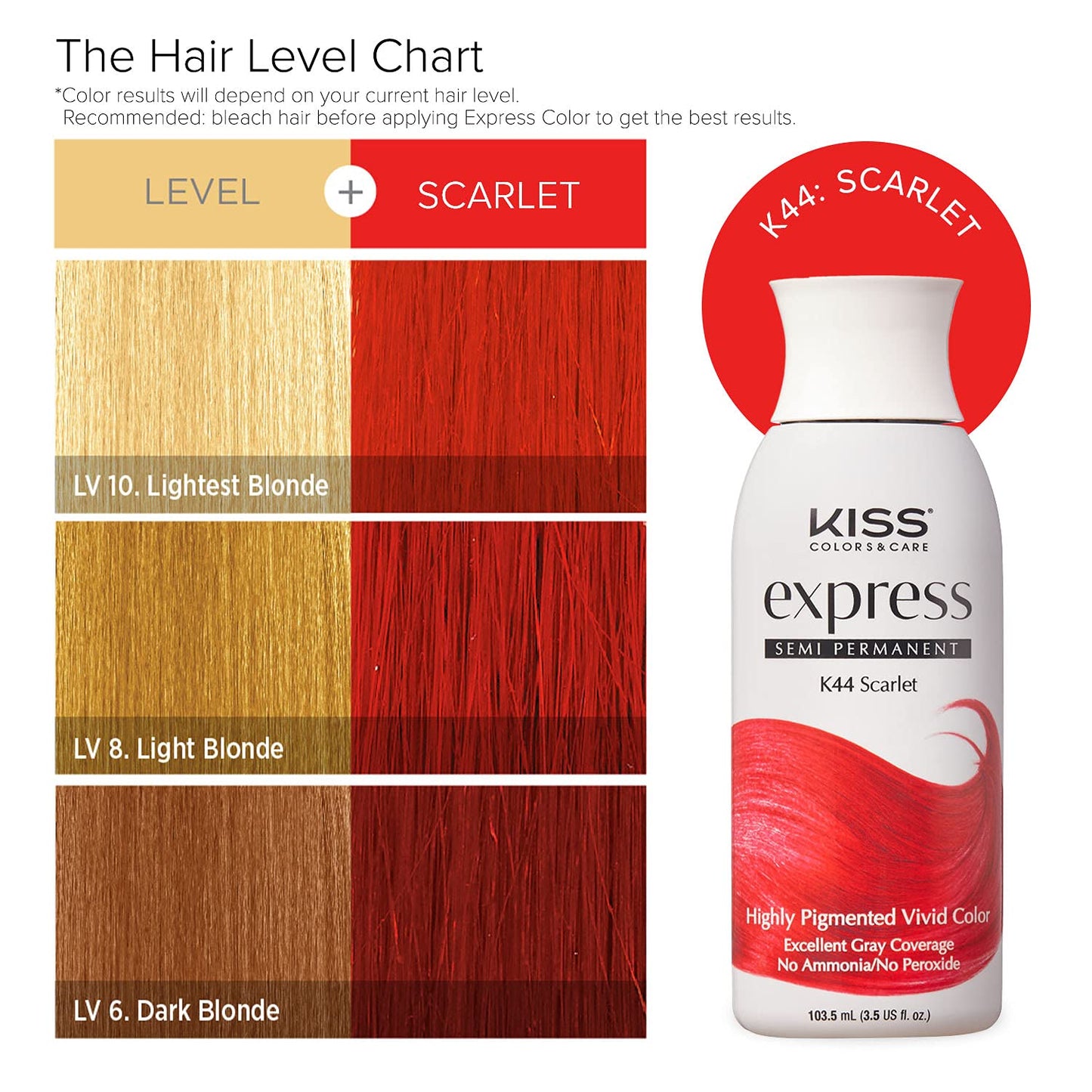 Kiss Express Semi-Permanent Hair Color - Vivid, Highly Pigmented Dye for Vibrant Hair, Gentle Formula, Gray Coverage, pH Balanced, 23 Intermixable Beauty & Personal Care KISS