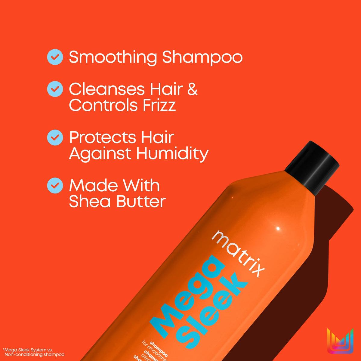 Matrix Mega Sleek Shampoo - Anti-Frizz Moisturizing Shampoo, Smoothing and Detangling, For Dry & Damaged Hair, Salon Professional Formula, With Shea Beauty & Personal Care MATRIX