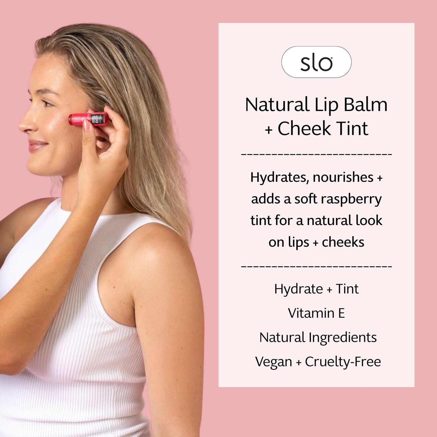 Slo Hydrating Lip Balm - Multi-Use, All Natural Lip Balm and Cheek Tint with Organic Jojoba, Rosehip, Cocoa Butter - Vegan, Cruelty-Free, Paper Beauty and Personal Care Slo