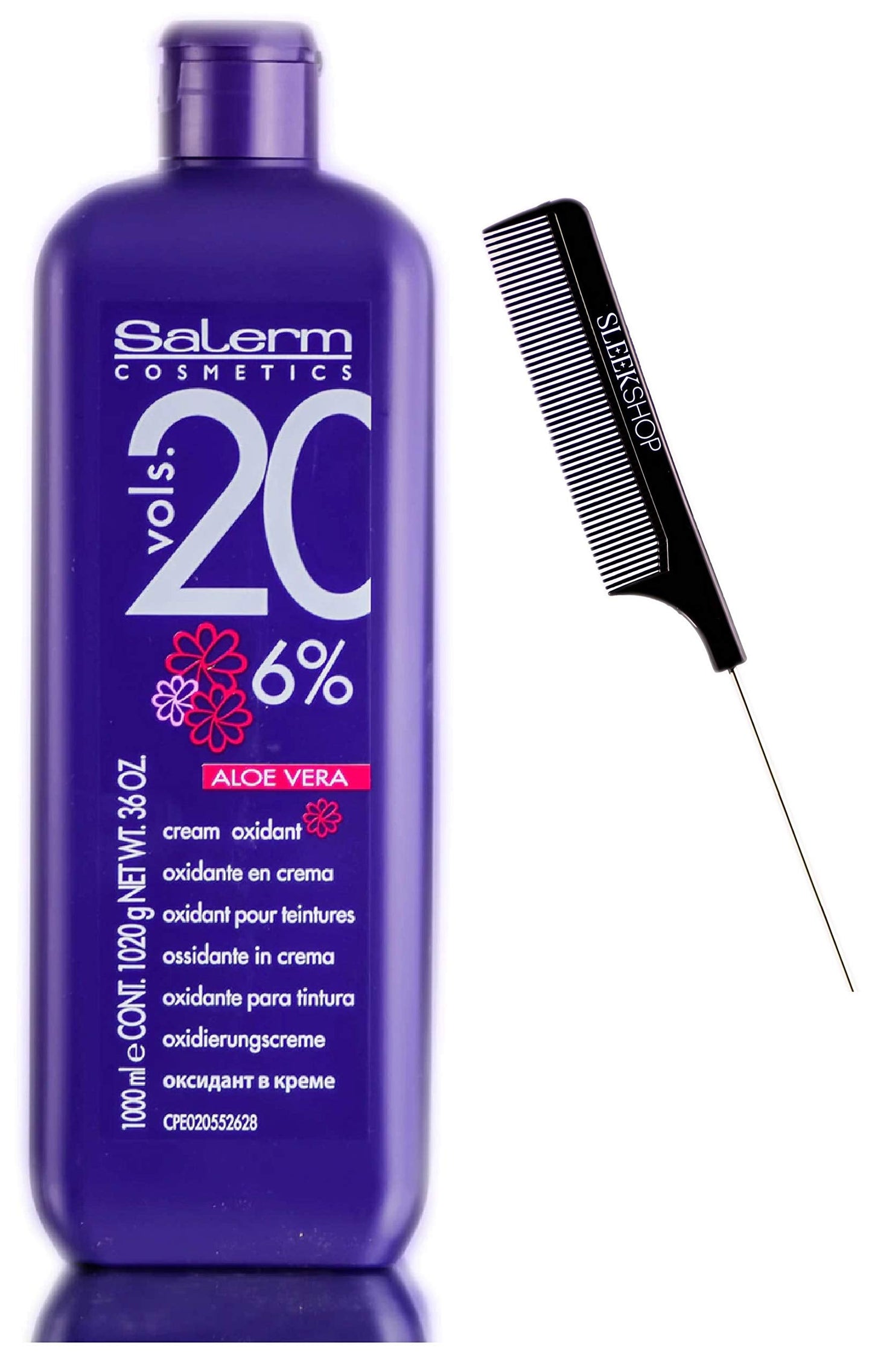 Salerm Cosmetics ALOE VERA Developer Cream Oxidant (w/Sleek Comb) Hydrogen Peroxide Activator for Vision Hair Color Salermvision Haircolor Dye (20 Beauty & Personal Care SALERM