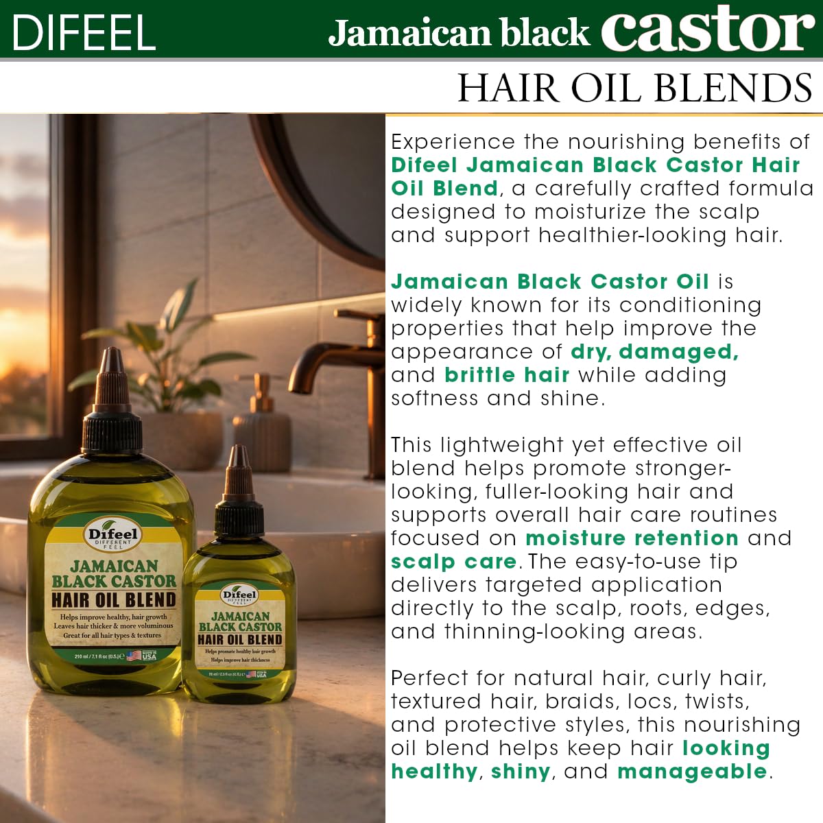 Difeel Jamaican Black Castor Hair Oil Blend 7.1 oz. Beauty and Personal Care Difeel