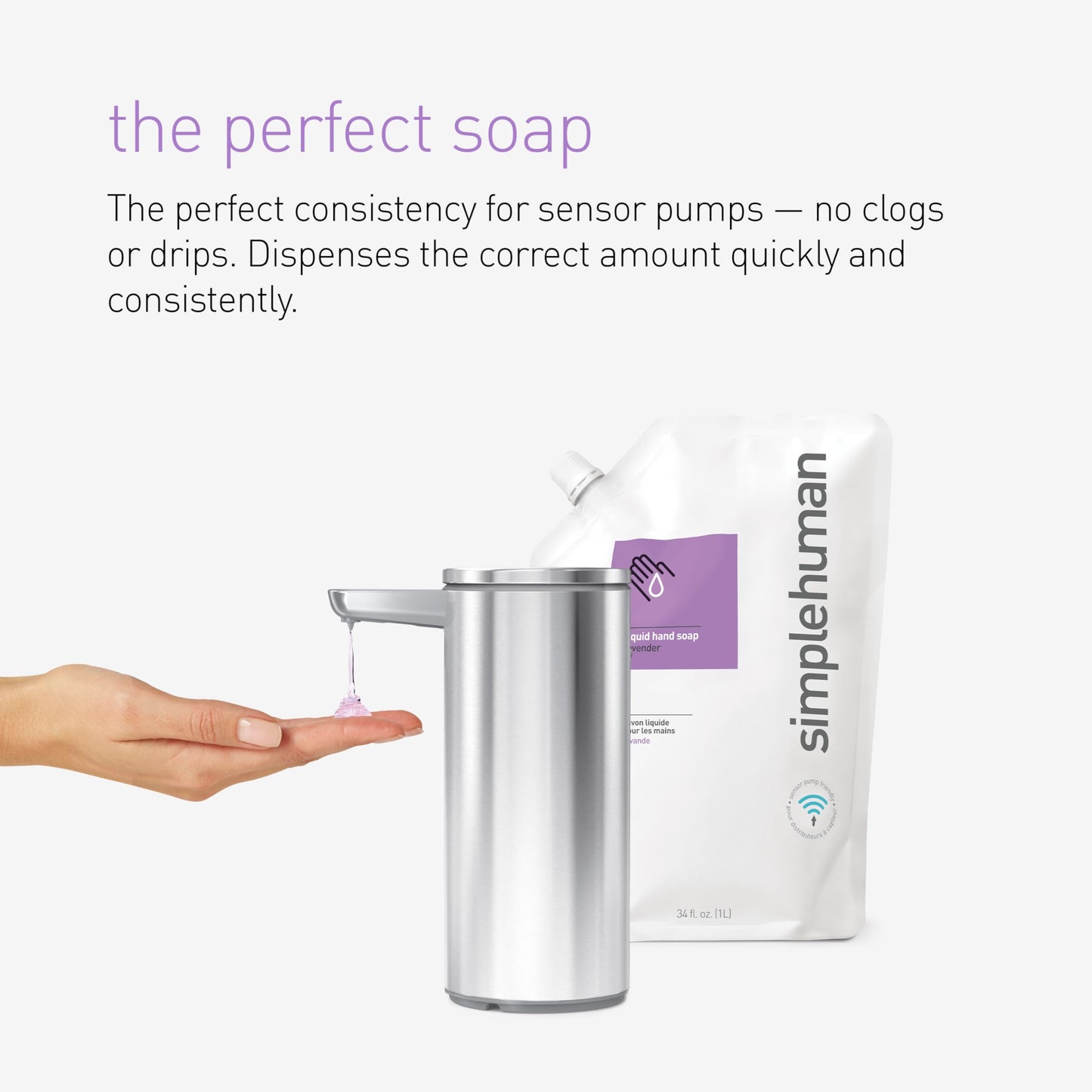 simplehuman Fragrance Free Moisturizing Liquid Hand Soap Refill Pouch, 34 Fl. Oz, Pack of 6 Beauty & Personal Care simplehuman
