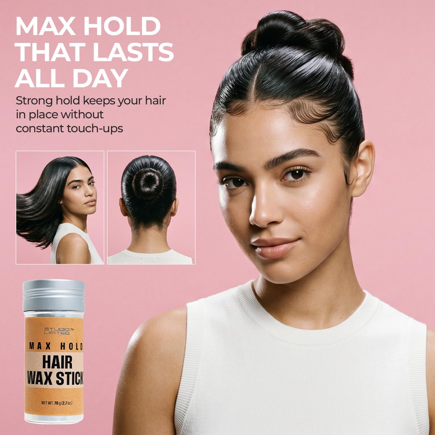 STUDIO LIMITED SmoothLocks Styling Wax Stick - Flyaway Tamer & Frizz Control for Women | Long-Lasting Hold, Ideal for Thinning Hair, Wigs, and Slick Beauty & Personal Care STUDIO LIMITED