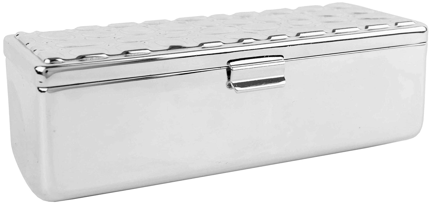 Stephanie Imports Set of 2 Rectangular Vintage Lipstick Cases With Glass Mirror (Silver Drops) Beauty & Personal Care Stephanie Imports