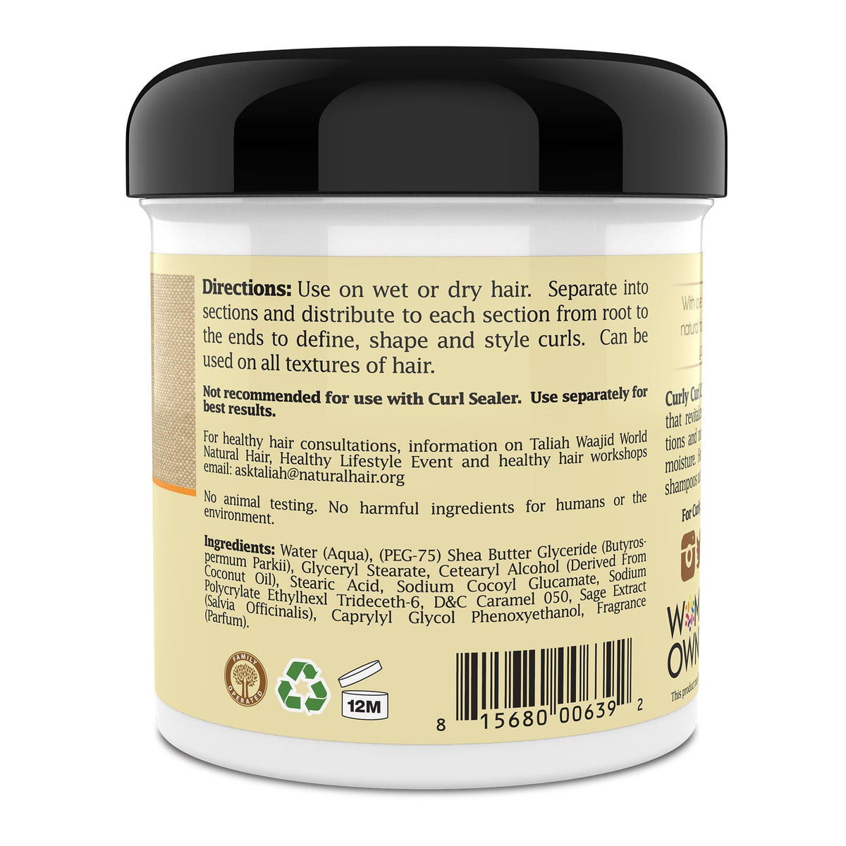 Taliah Waajid Curls Waves Natural - Curly Curl Cream | Extreme Curl Definition Hair Styling Gel | No Build-up or Frizz | 100% Paraben Free | Shea Beauty & Personal Care Taliah Waajid black earth products