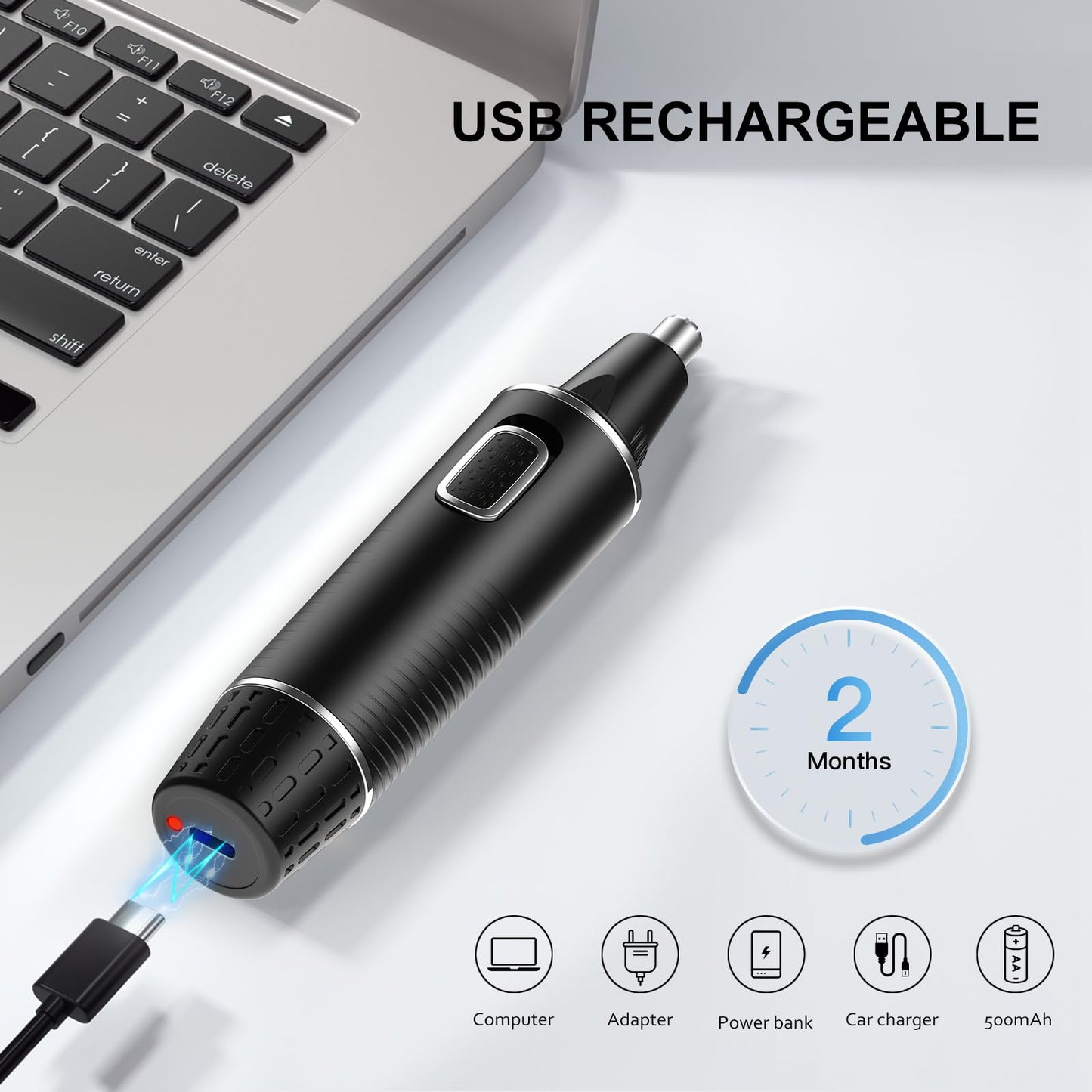 XOOMRSCP Professional Rechargeable Nose Hair Trimmer for Men - 2-in-1 Painless Ear & Nose Trimmer with IPX7 Waterproof Dual-Edge Blades, Also Beauty and Personal Care XOOMRSCP