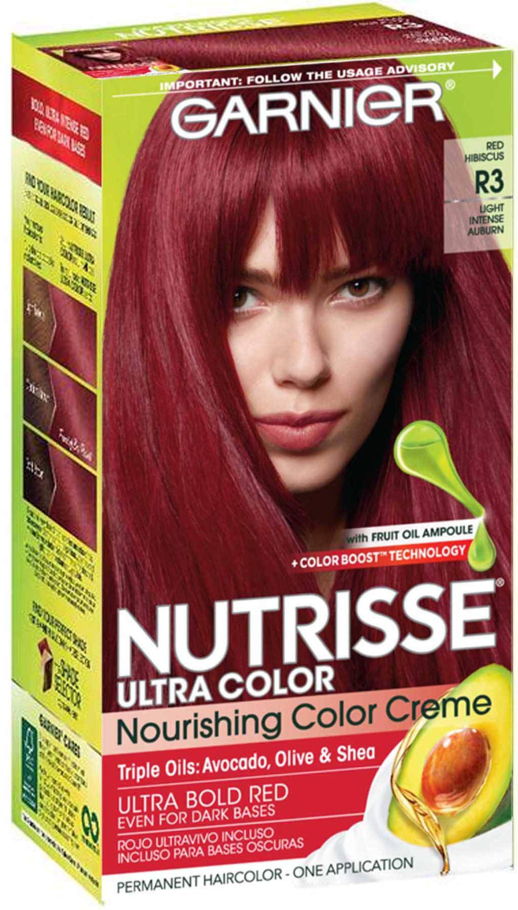 Garnier Nutrisse Haircolor, R3 Light Intense Auburn Nourishing Color Creme Permanent (Pack of 3) Beauty & Personal Care Garnier