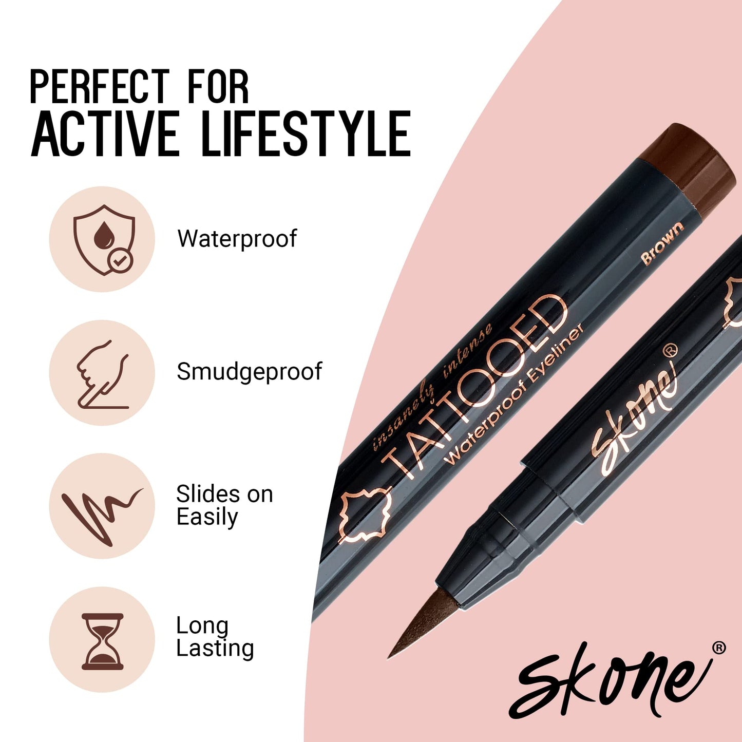 Skone Cosmetics Insanely Intense Tattooed Eyeliner Pen - Waterproof Liquid Eyeliner, Long Lasting, Sweat Proof, Smudge Proof Felt Tip Liquid Eyeliner Beauty & Personal Care Skone