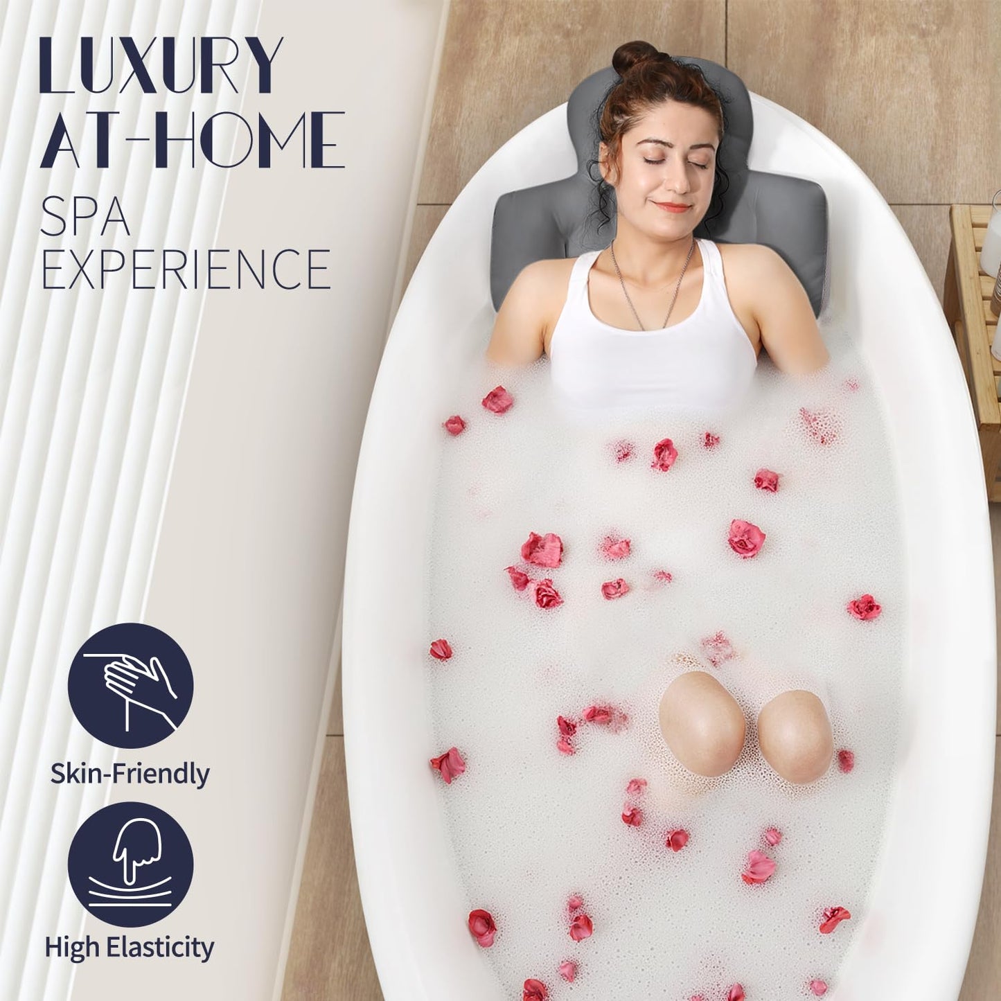 Full Body Bath Pillow for Bathtub, Thick Bathtub Cushion, Luxury Tub Pillow for Bath for Headrest Neck and Back Support Gray 51" x 16" Beauty and Personal Care VOXOR