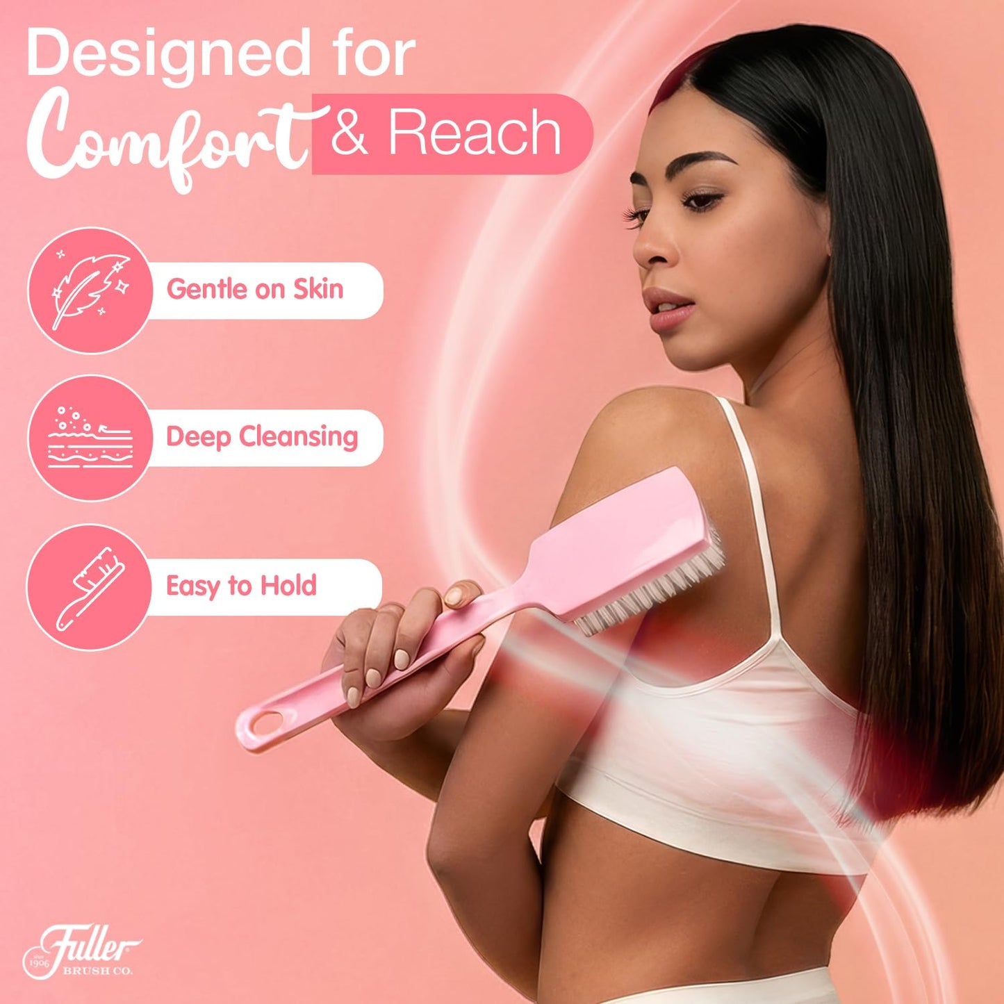 Fuller Brush Bath Brush with Long Handle - 13 Inch Back Scrubber for Shower - Gentle Exfoliating Body Brush for Wet or Dry Brushing - Ergonomic Beauty and Personal Care Fuller Brush