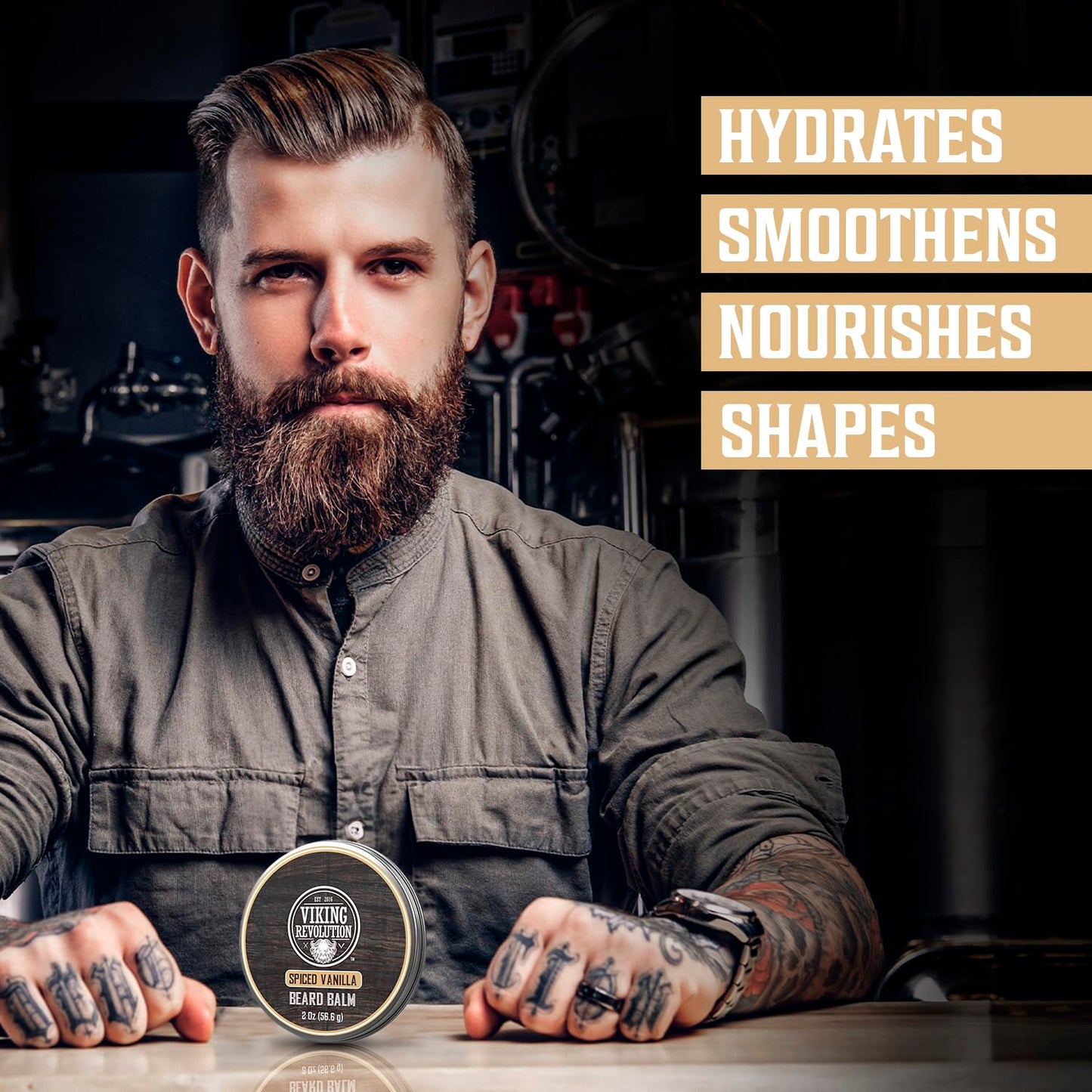 Viking Revolution Spiced Vanilla Beard Balm - Beard Butter with Argan Oil, Beard Softener for Men with Jojoba Oil - Beard Moisturizer for Men Beauty & Personal Care Viking Revolution
