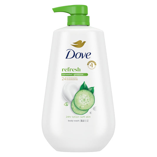 Dove Body Wash with Pump Refresh Cucumber and Green Tea for 24hr Lotion-Soft Skin Moisturizing Skin Cleanser with No Sulfates No Parabens 30.6 oz Beauty & Personal Care Dove