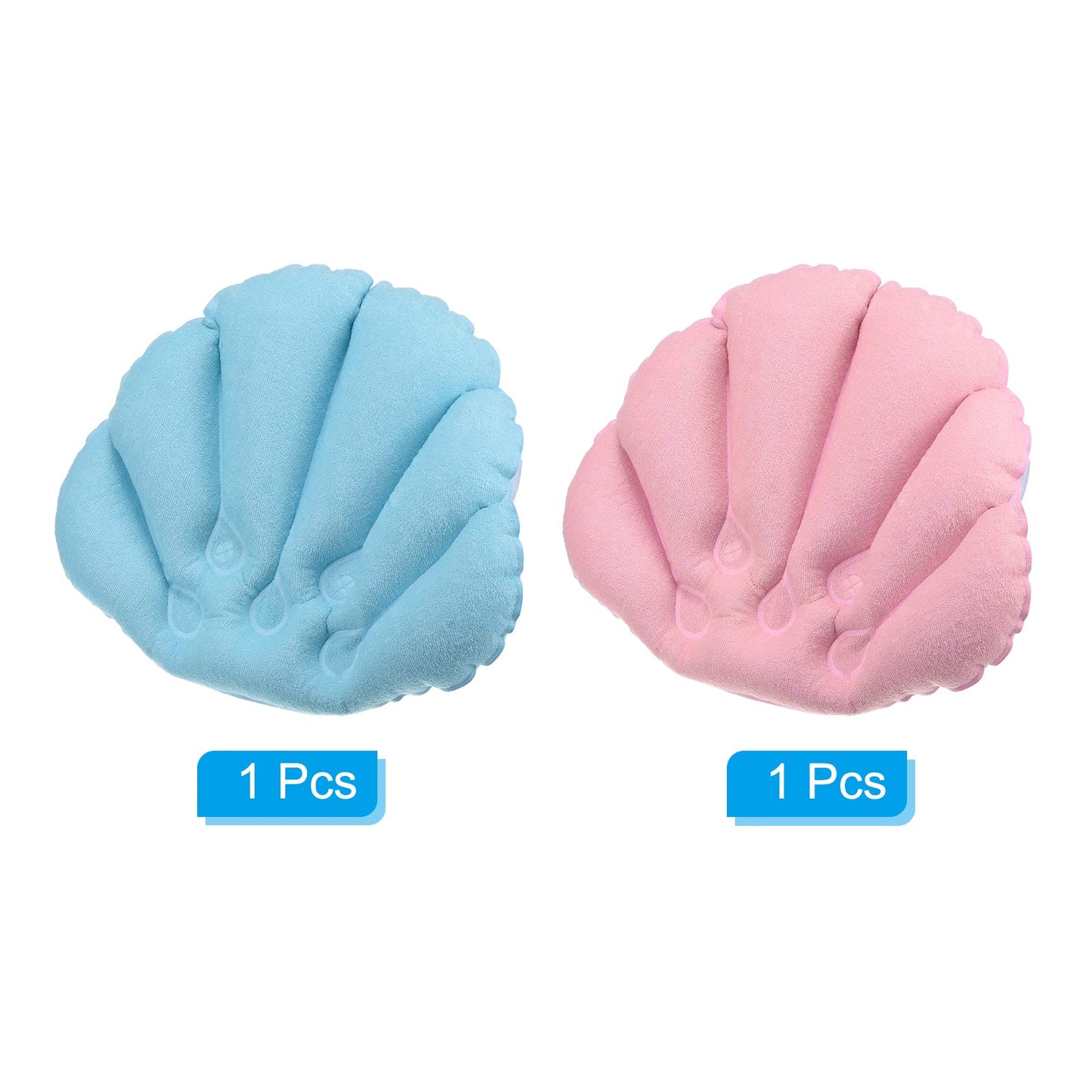 PATIKIL Inflatable Bath Pillow with Suction Cups, 2 Pack Terry Cloth Covered Shell Shape Soft Bath Spa Cushion Neck Support for Bathtub Hot Tub (Blue Beauty and Personal Care PATIKIL